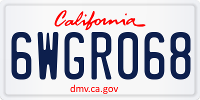 CA license plate 6WGR068