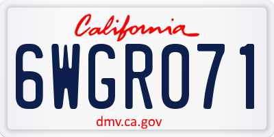 CA license plate 6WGR071