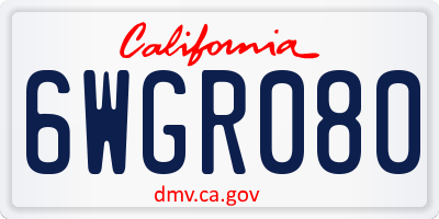 CA license plate 6WGR080