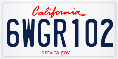 CA license plate 6WGR102