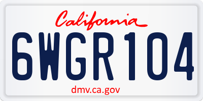 CA license plate 6WGR104