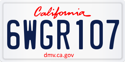 CA license plate 6WGR107