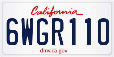 CA license plate 6WGR110