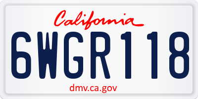 CA license plate 6WGR118
