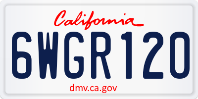 CA license plate 6WGR120