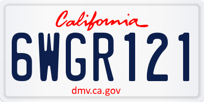 CA license plate 6WGR121