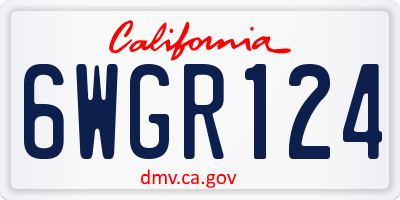 CA license plate 6WGR124