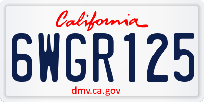 CA license plate 6WGR125