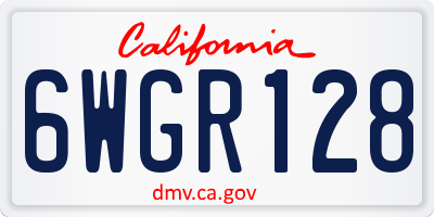 CA license plate 6WGR128