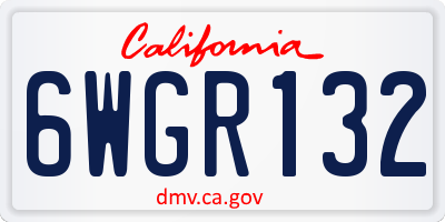 CA license plate 6WGR132