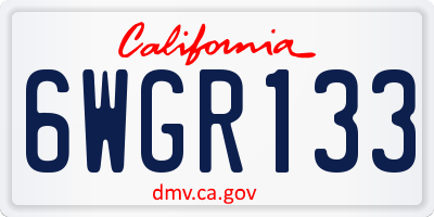 CA license plate 6WGR133
