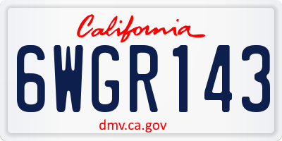 CA license plate 6WGR143
