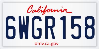 CA license plate 6WGR158