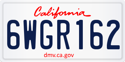 CA license plate 6WGR162