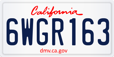 CA license plate 6WGR163