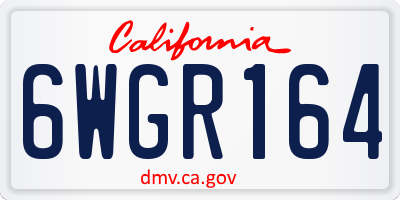 CA license plate 6WGR164
