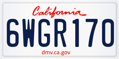 CA license plate 6WGR170