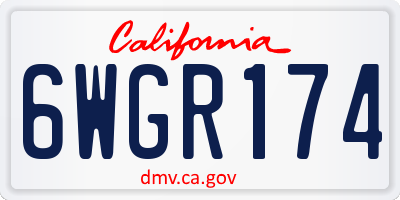 CA license plate 6WGR174
