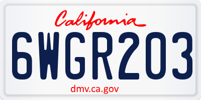 CA license plate 6WGR203