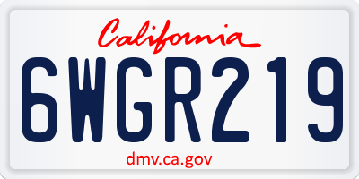 CA license plate 6WGR219
