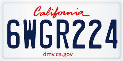 CA license plate 6WGR224