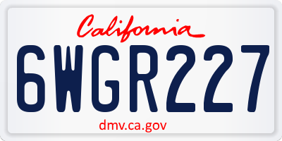 CA license plate 6WGR227