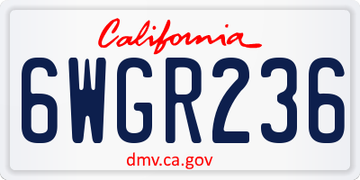 CA license plate 6WGR236