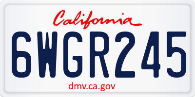 CA license plate 6WGR245