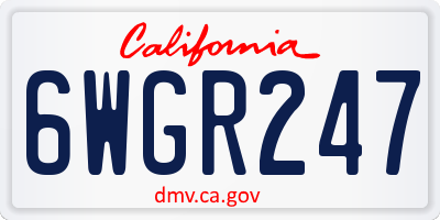 CA license plate 6WGR247