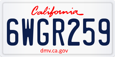 CA license plate 6WGR259