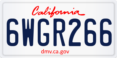CA license plate 6WGR266