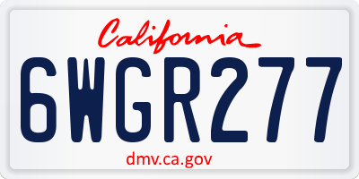 CA license plate 6WGR277