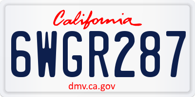 CA license plate 6WGR287