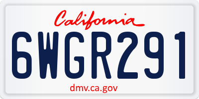CA license plate 6WGR291