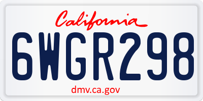 CA license plate 6WGR298