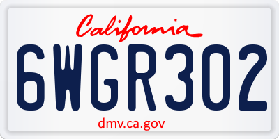 CA license plate 6WGR302