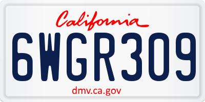 CA license plate 6WGR309