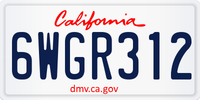 CA license plate 6WGR312