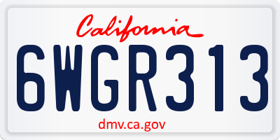 CA license plate 6WGR313