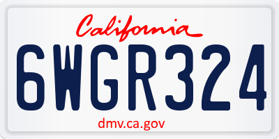 CA license plate 6WGR324