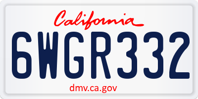 CA license plate 6WGR332