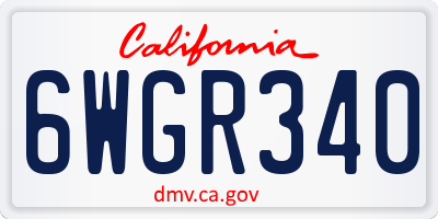 CA license plate 6WGR340