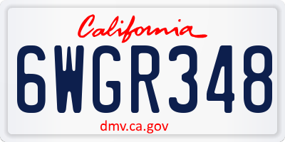 CA license plate 6WGR348