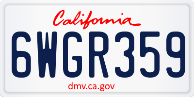 CA license plate 6WGR359
