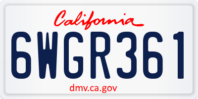 CA license plate 6WGR361