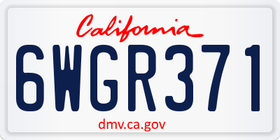 CA license plate 6WGR371