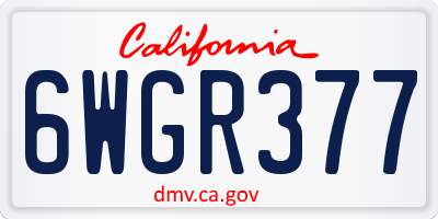 CA license plate 6WGR377