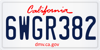 CA license plate 6WGR382