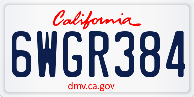 CA license plate 6WGR384