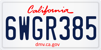 CA license plate 6WGR385
